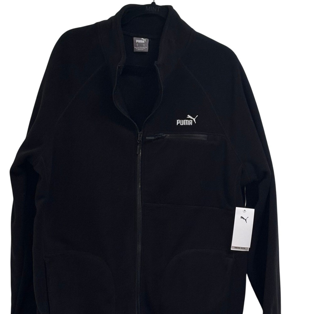 Puma Mens‎ Polar Fleece Jacket Black Raglan Sleeve Full Zip XL PFA24VM0-16585